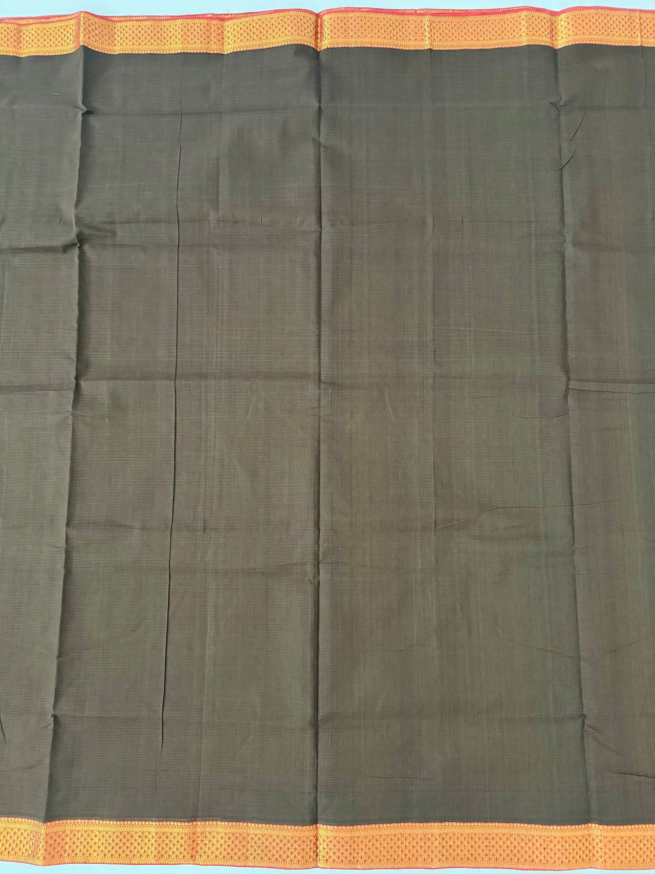 Handwoven Mangalgiri Cotton Saree | Brown | Gold Zari | Handwoven | Ships from California