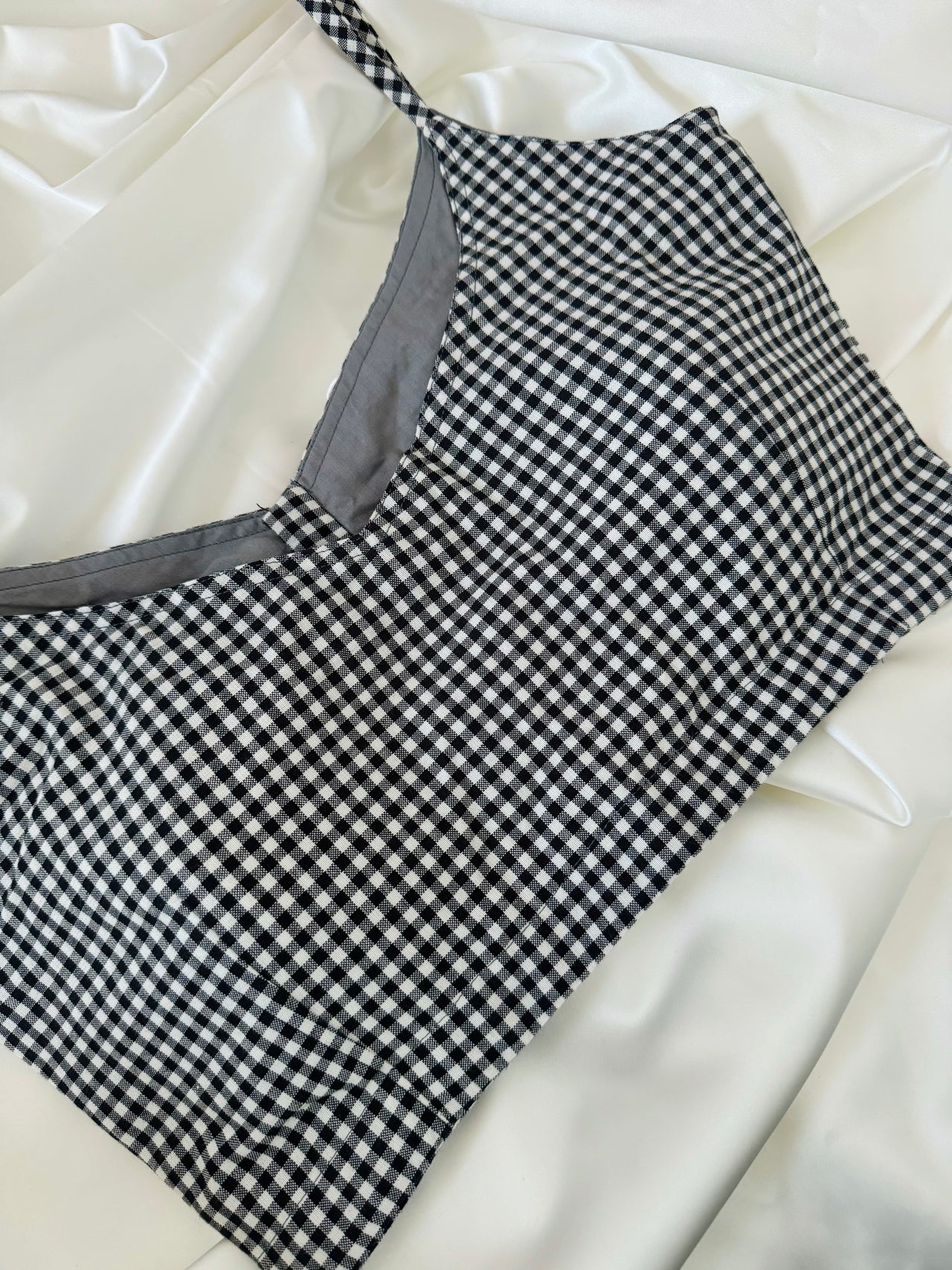 Ready To Wear Saree Blouse | Handwoven Cotton | Size 34 | Black and White Checks | Sphagetti Strap | Free Shipping | Ships from California