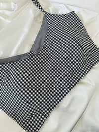 Thumbnail for Ready To Wear Saree Blouse | Handwoven Cotton | Size 34 | Black and White Checks | Sphagetti Strap | Free Shipping | Ships from California