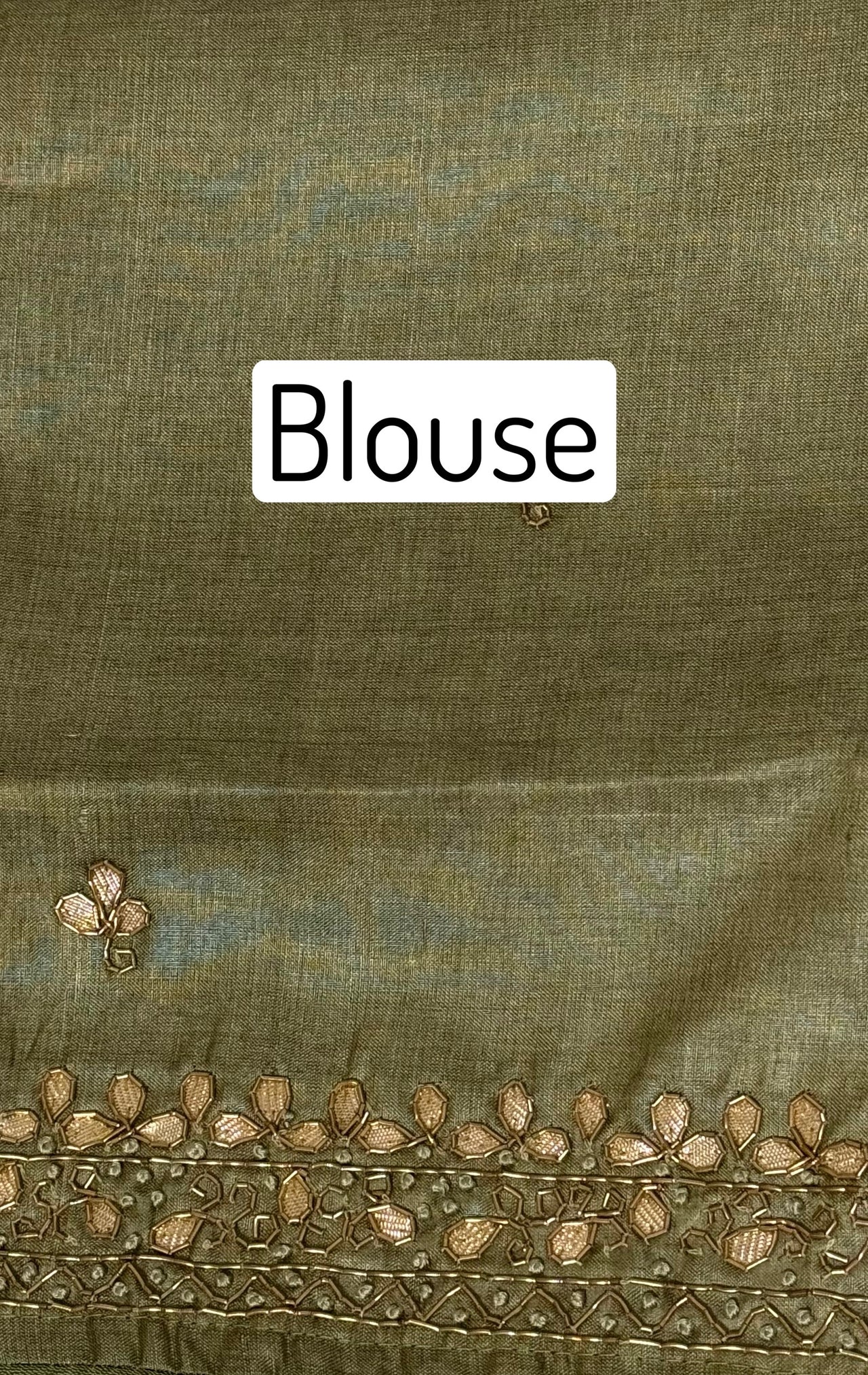 Lightweight Gotta Patti Embroidery Pure Tussar Silk Saree | Sage Green | Hand Embroidery | Ships from California