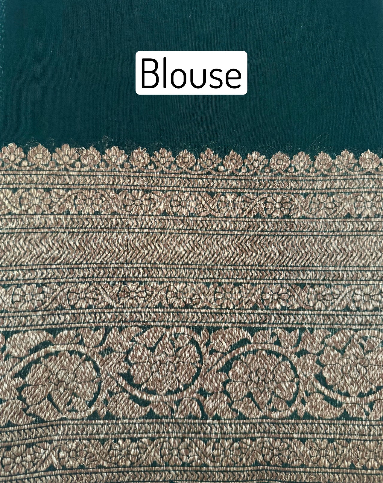 Sheer Lightweight Organza Silk Saree with Tussar Silk Border | Antique Zari | Shade of Forest Green | Handwoven | Ships from California