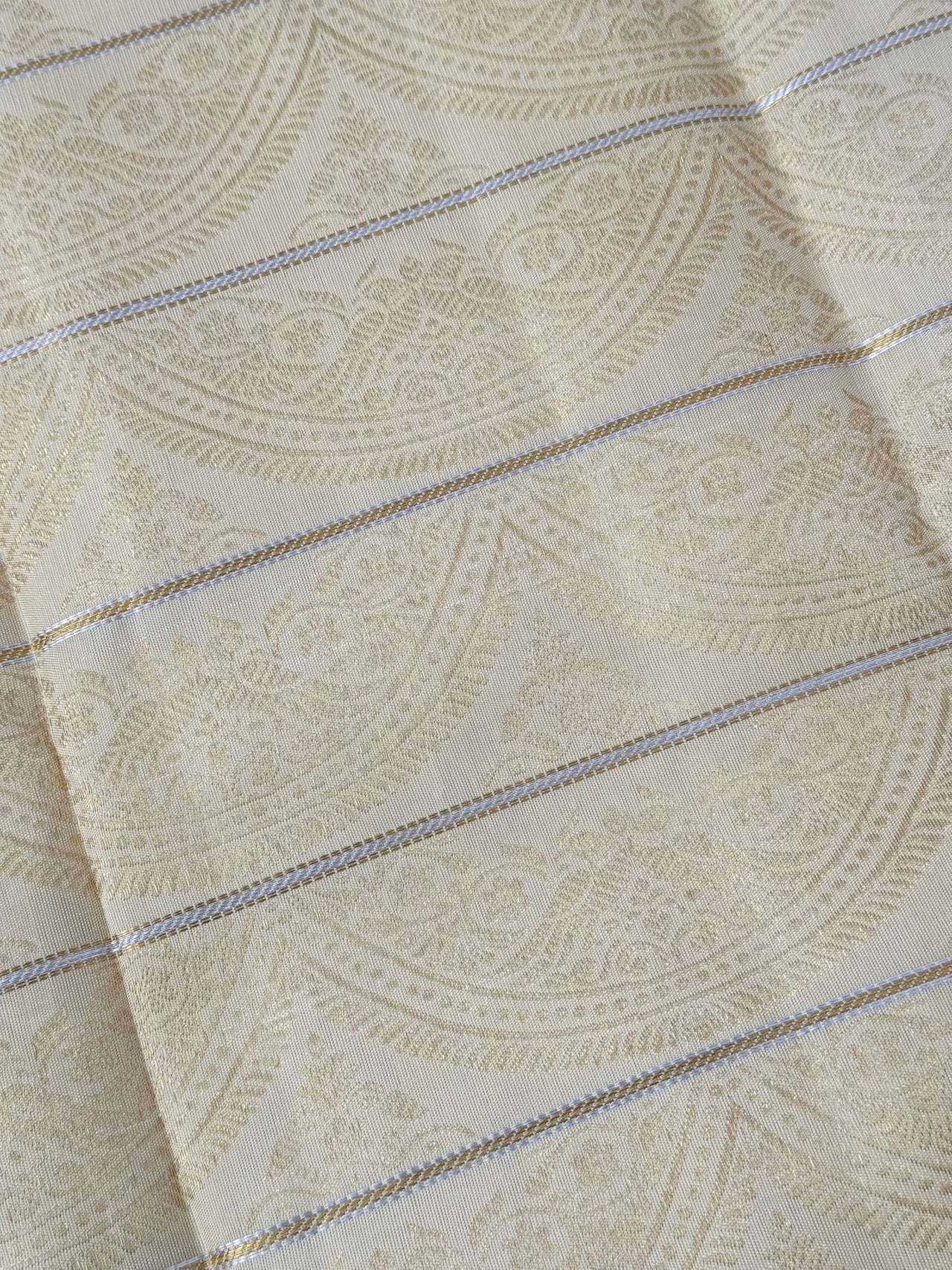 Exclusive Kanchivaram Designer Pure Silk Pure Zari Silk Saree | Beige & Gold | Handwoven | Ships from California