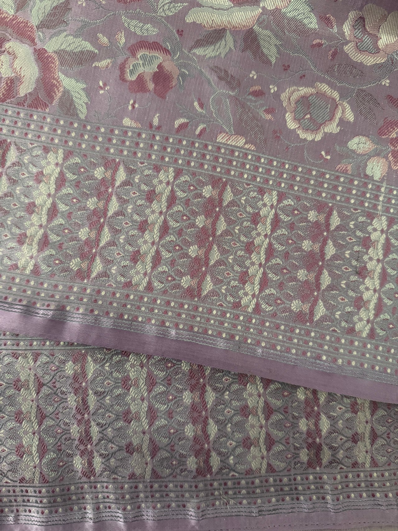 Satin Silk Saree from Banaras| Tanchoi weave | Mauve/Light Purple | Handwoven | No Zari | Silk Mark Certified | Ships from California