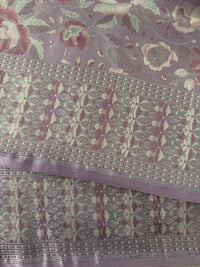 Thumbnail for Satin Silk Saree from Banaras| Tanchoi weave | Mauve/Light Purple | Handwoven | No Zari | Silk Mark Certified | Ships from California
