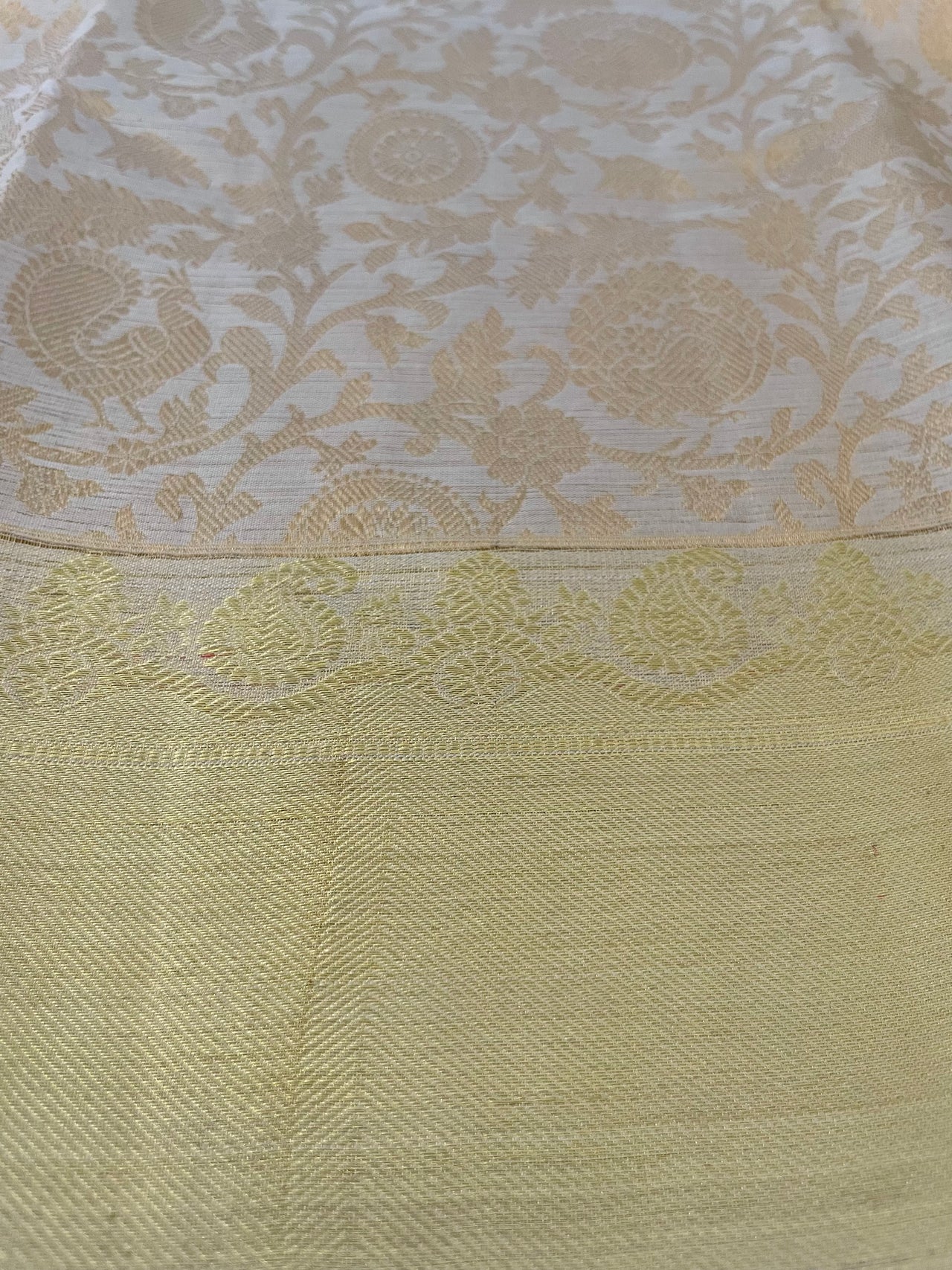 ShopNaya Exclusive | Metallic Brocade Kanchipuram Pure Silk Saree | Beige | Pure Gold Zari | Handwoven | Ships from California
