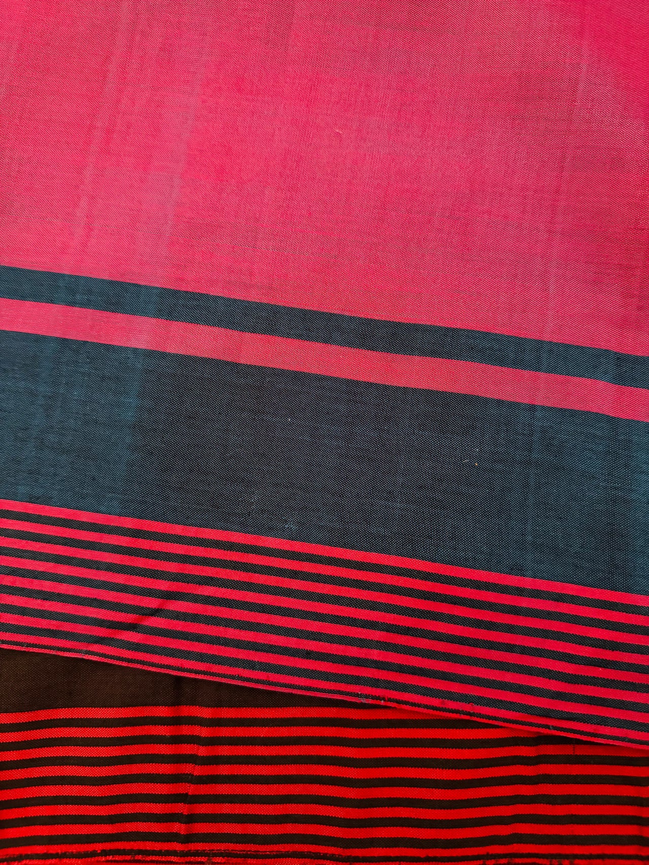ShopNaya Exclusive | Handwoven | Cotton Saree | No Blouse | Red & Black | Dual Shade | Handloom Mark | Ships from California