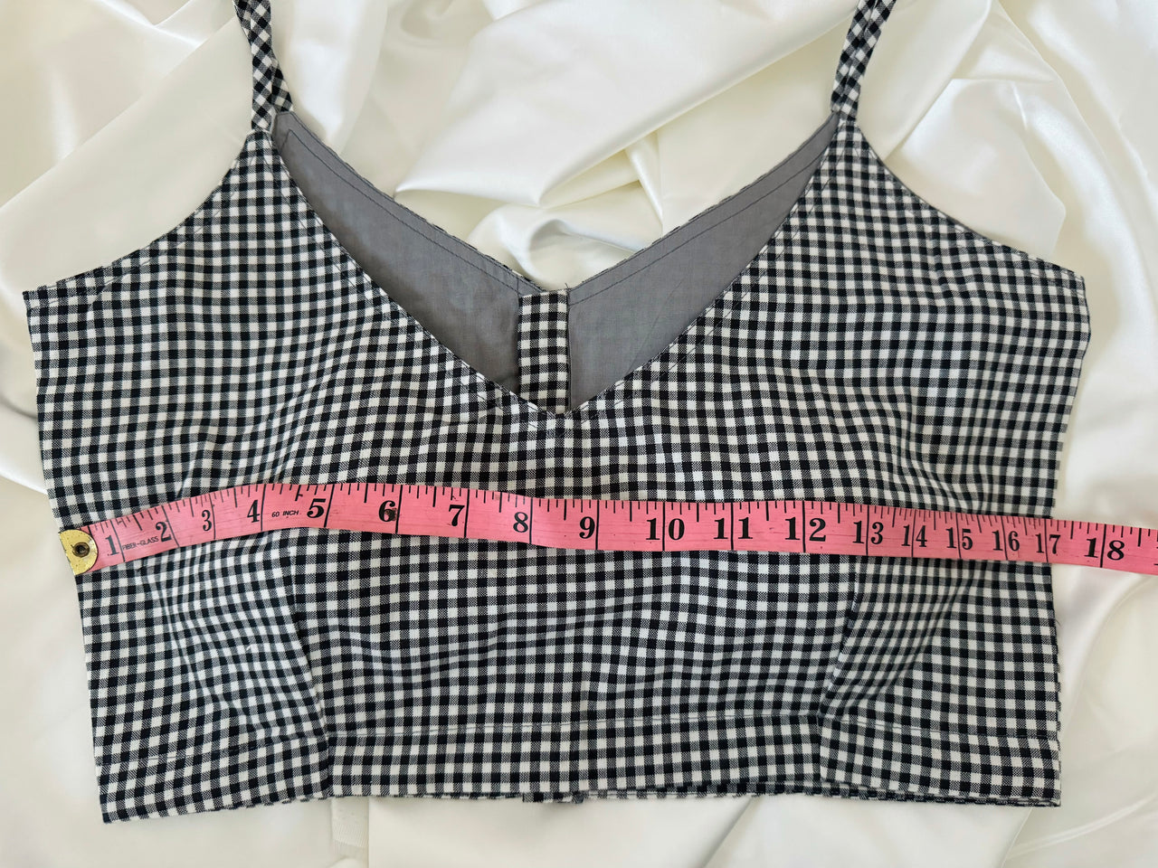 Ready To Wear Saree Blouse | Handwoven Cotton | Size 34 | Black and White Checks | Sphagetti Strap | Free Shipping | Ships from California