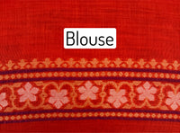 Thumbnail for Banarasi Pure Cotton Saree | Red | Gold Zari | Handwoven | Ships from California