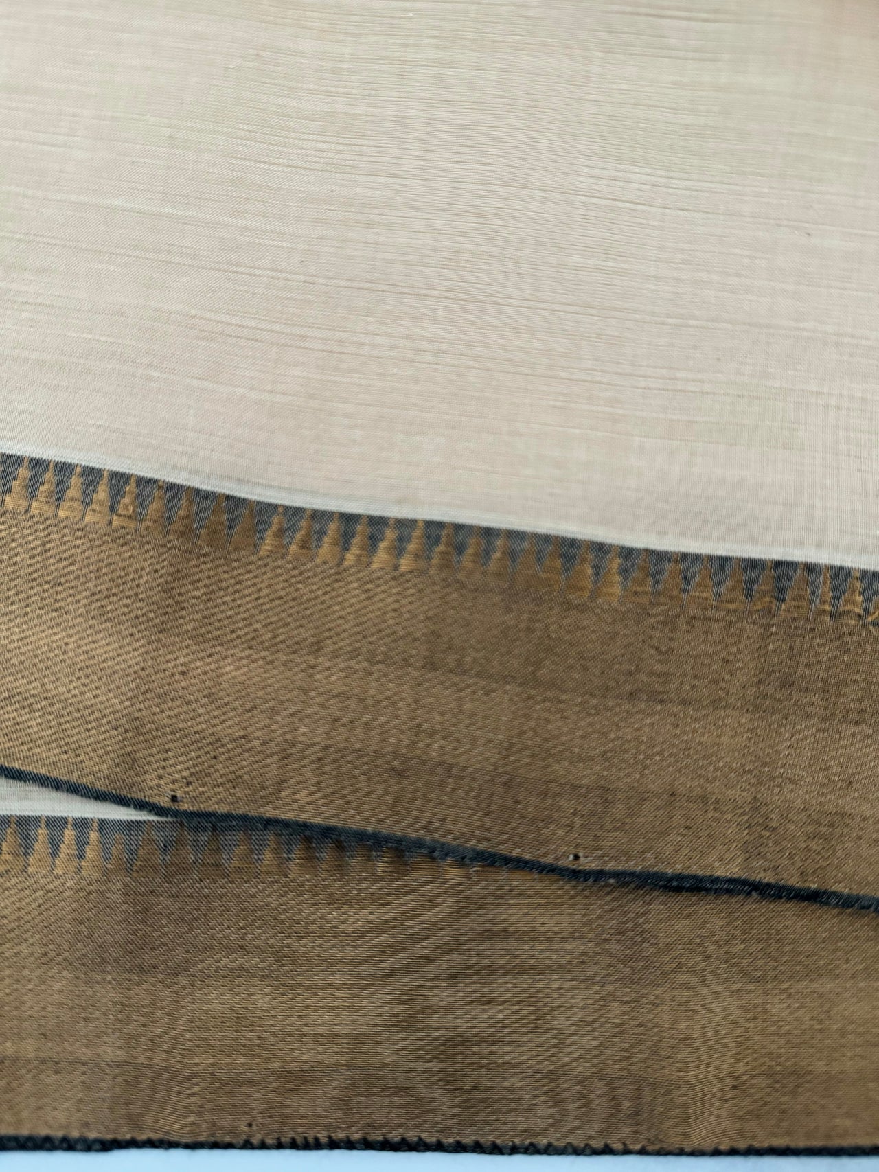 Handwoven Mangalgiri Cotton Saree | Off-White | Gold Zari | Handwoven | Ships from California
