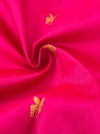 Thumbnail for Kanchivaram Pure Silk Pure Zari Silk Saree | Pink | Contrast Blue Blouse | Gold Zari | Handwoven | Ships from California
