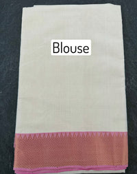 Thumbnail for Handwoven Mangalgiri Cotton Saree | White | Gold Zari | Handwoven | Ships from California