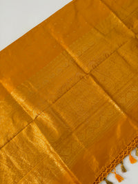 Thumbnail for Lightweight Banarasi Katan Silk Saree | Tumeric Yellow | Gold Zari | Handwoven | Silk Mark Certified | Ships from California