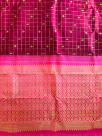 Thumbnail for Exclusive Kanchivaram Korvai Pure Silk Pure Zari Silk Saree | Wine & Pink | Gold Zari | Handwoven | Ships from California