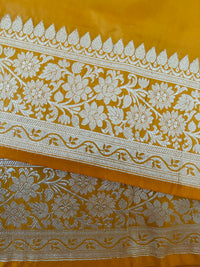 Thumbnail for Banarasi Katan Silk Saree | Kadwa weave | Yellow | Handwoven | Silk Mark Certified | Ships from California