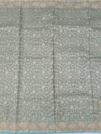 Thumbnail for Silk Organza Saree | Light Sea Green | Gold & Silver Zari | Handwoven | Ships from California