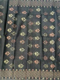 Thumbnail for Authentic Dhakai Jamdani Muslin Saree from Bangladesh | Handwoven | Black | Gold and Copper Threads | Ships from California
