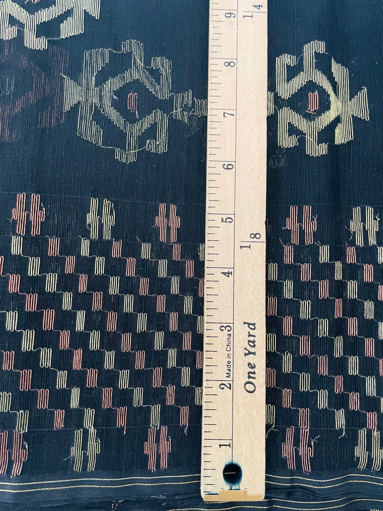 Authentic Dhakai Jamdani Muslin Saree from Bangladesh | Handwoven | Black | Gold and Copper Threads | Ships from California