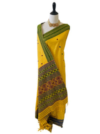 Thumbnail for Assam Eri Silk Saree | Yellow | Handwoven | Silk Mark Certified | Ships from California