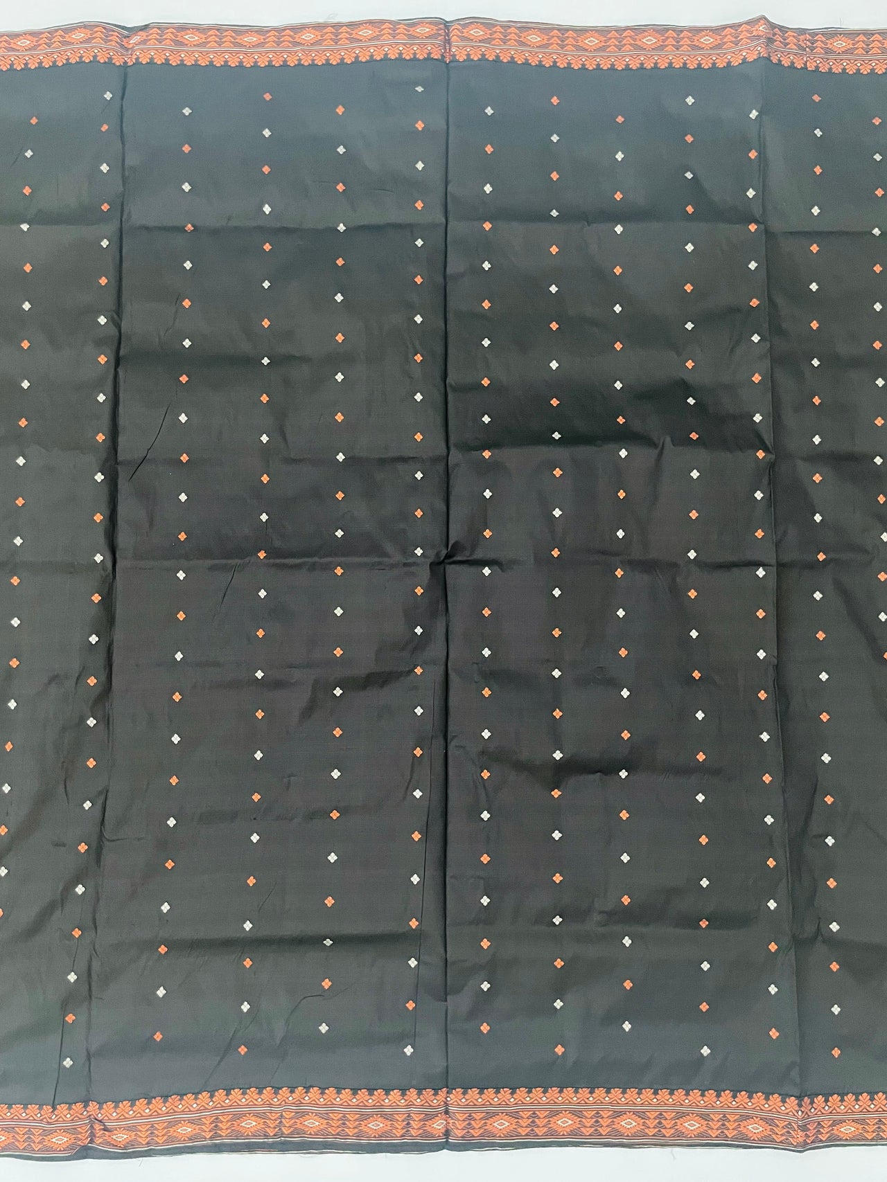 Assam Pat Mulberry Silk Saree | Black | Copper & Silver Zari | Handwoven | Silk Mark Certified | Ships from California