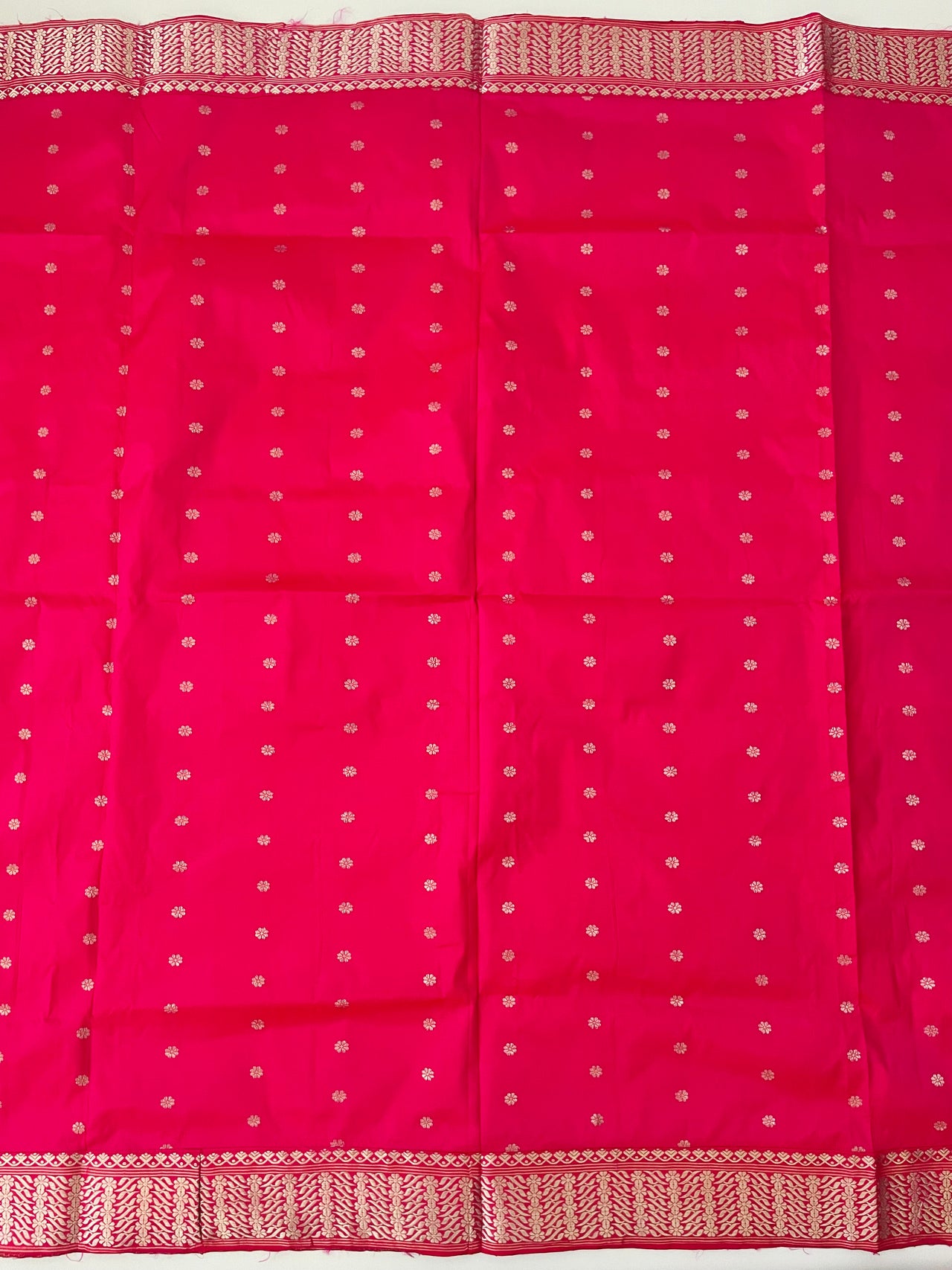 Assam Pat Mulberry Silk Saree | Bright Pink | Silver Zari | Handwoven | Silk Mark Certified | Ships from California