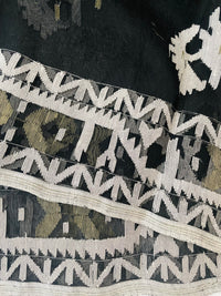 Thumbnail for Authentic Dhakai Jamdani Muslin Saree from Bangladesh | Handwoven | Black | White and Gold Threads | Ships from California