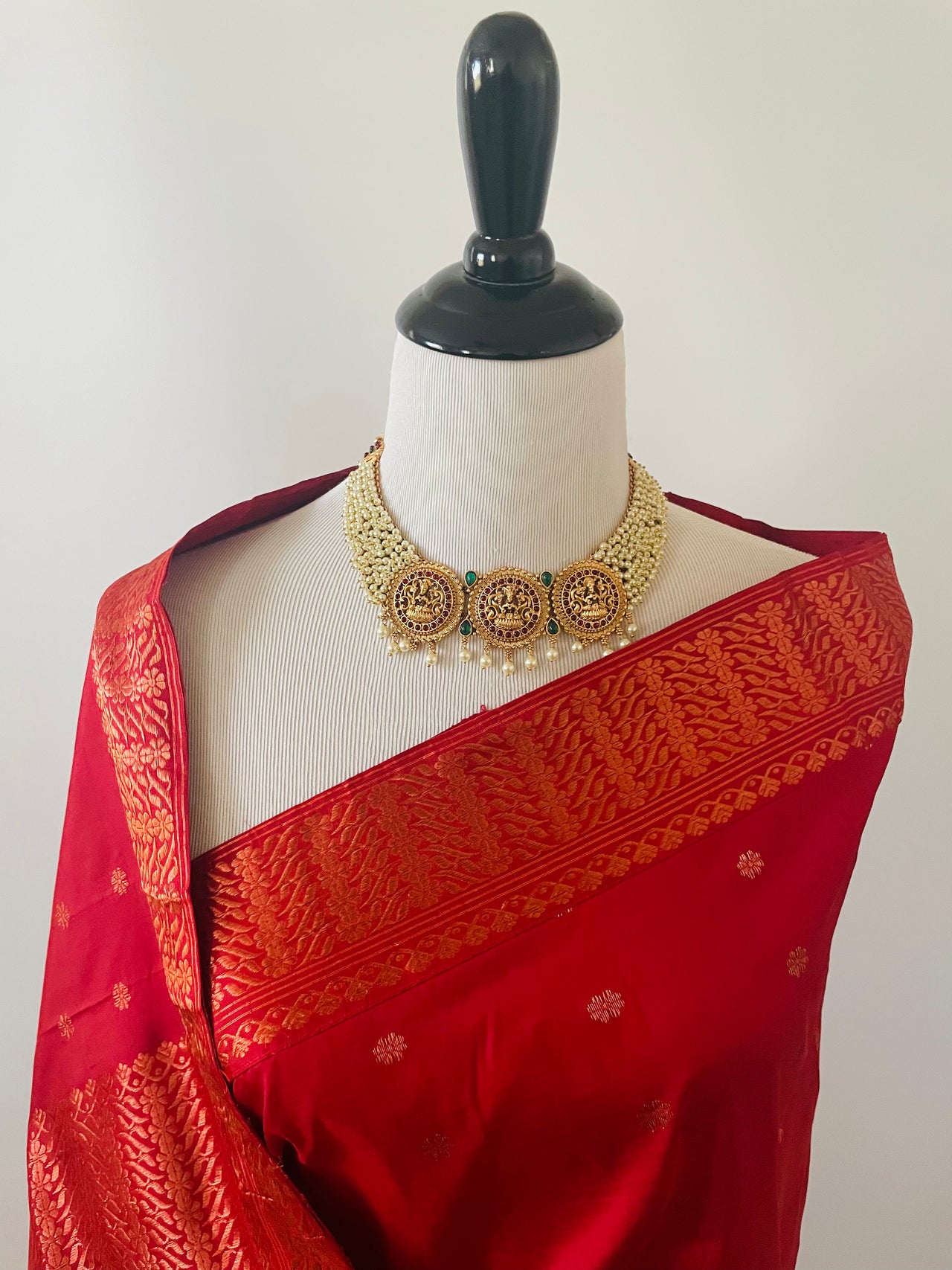 Assam Pat Mulberry Silk Saree | Red | Gold Zari | Handwoven | Silk Mark Certified | Ships from California