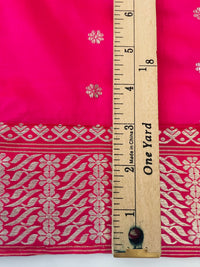 Thumbnail for Assam Pat Mulberry Silk Saree | Bright Pink | Silver Zari | Handwoven | Silk Mark Certified | Ships from California