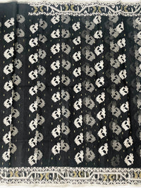 Thumbnail for Authentic Dhakai Jamdani Muslin Saree from Bangladesh | Handwoven | Black | White and Gold Threads | Ships from California