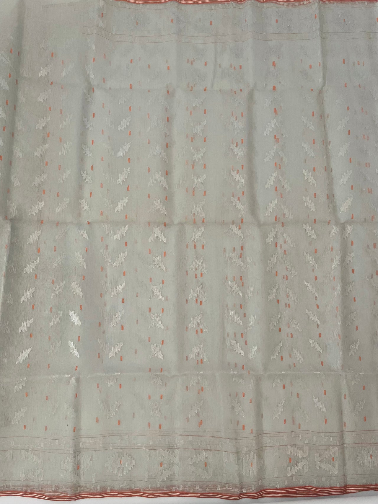 Authentic Dhakai Jamdani Muslin Saree from Bangladesh | Handwoven | Silver Gray | Ships from California