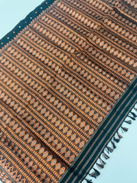 Thumbnail for Assam Pat Mulberry Silk Saree | Black | Copper & Silver Zari | Handwoven | Silk Mark Certified | Ships from California