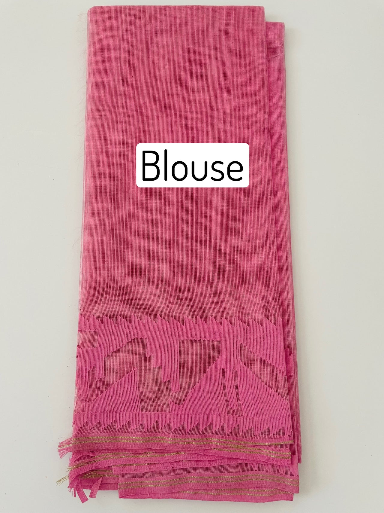 Authentic Dhakai Jamdani Muslin Saree from Bangladesh | Handwoven | Bubblegum Pink | Pink and Gold Threads | Ships from California