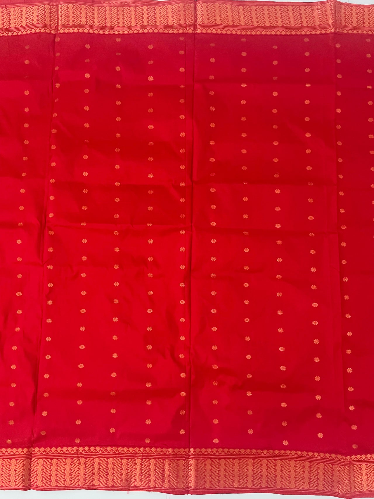 Assam Pat Mulberry Silk Saree | Red | Gold Zari | Handwoven | Silk Mark Certified | Ships from California