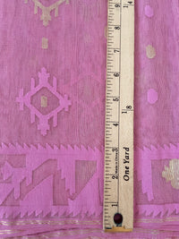 Thumbnail for Authentic Dhakai Jamdani Muslin Saree from Bangladesh | Handwoven | Bubblegum Pink | Pink and Gold Threads | Ships from California