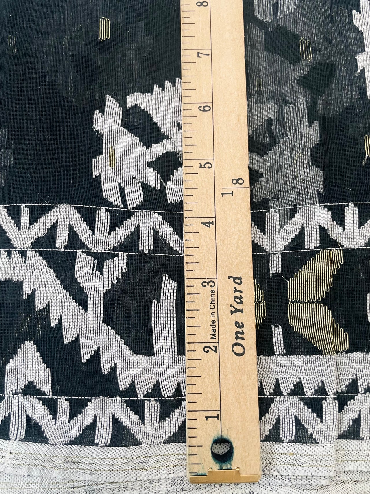 Authentic Dhakai Jamdani Muslin Saree from Bangladesh | Handwoven | Black | White and Gold Threads | Ships from California