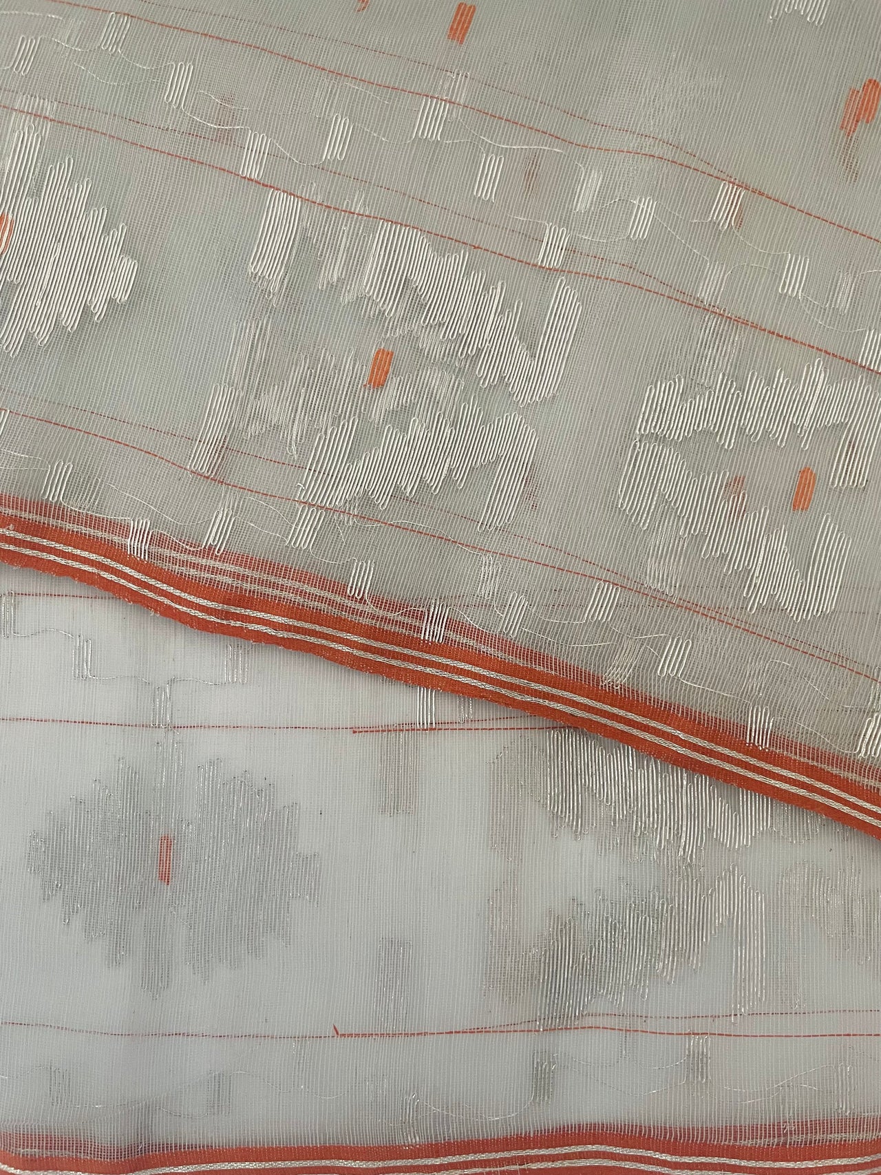 Authentic Dhakai Jamdani Muslin Saree from Bangladesh | Handwoven | Silver Gray | Ships from California