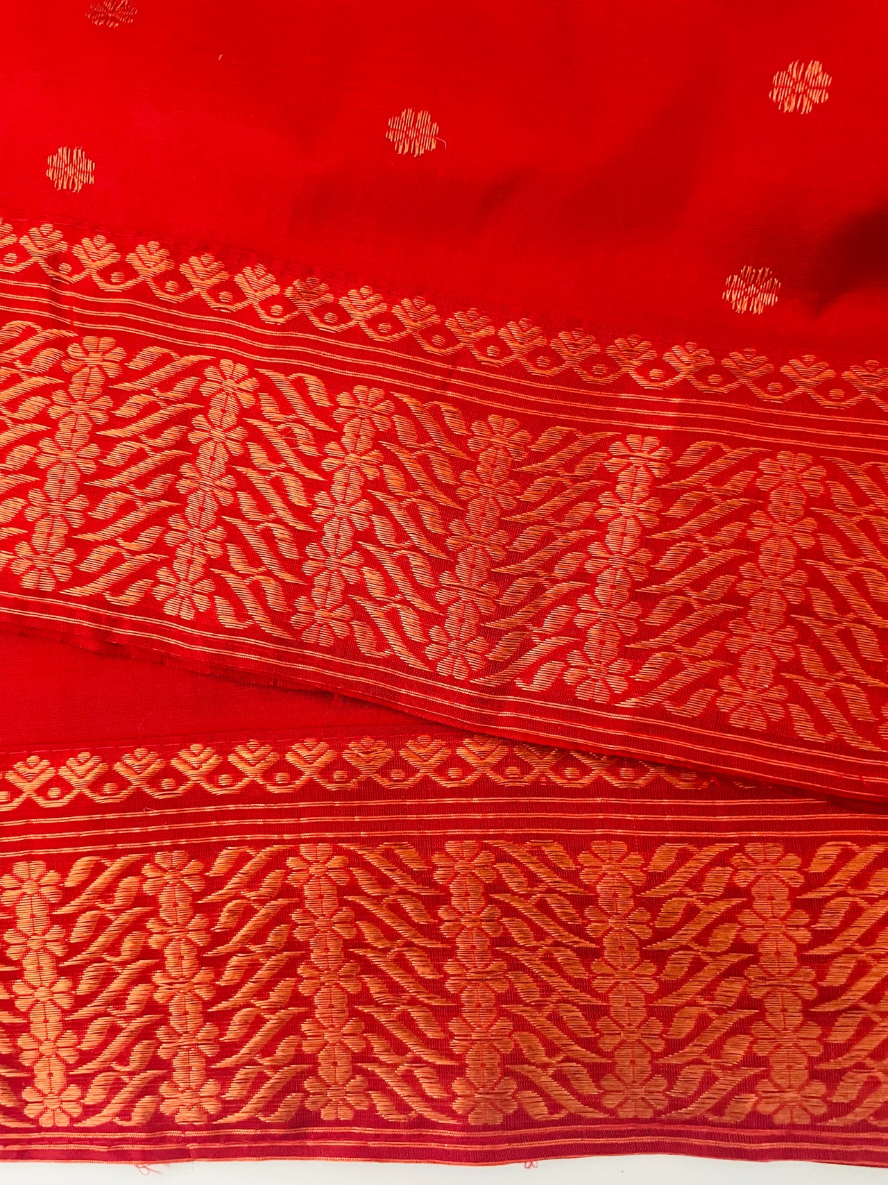 Assam Pat Mulberry Silk Saree | Red | Gold Zari | Handwoven | Silk Mark Certified | Ships from California