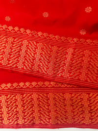 Thumbnail for Assam Pat Mulberry Silk Saree | Red | Gold Zari | Handwoven | Silk Mark Certified | Ships from California