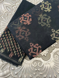 Thumbnail for Authentic Dhakai Jamdani Muslin Saree from Bangladesh | Handwoven | Black | Gold and Copper Threads | Ships from California