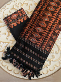 Thumbnail for Assam Pat Mulberry Silk Saree | Black | Copper & Silver Zari | Handwoven | Silk Mark Certified | Ships from California
