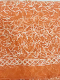 Thumbnail for Lucknawi chikan saree with hand embroidered tepchi work | Ships from California
