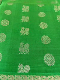 Thumbnail for Handloom dark pastel green kanchipuram/Kanchivaram pure silk saree | Silk Mark | Ships from California