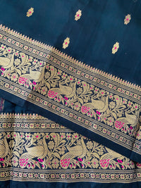 Thumbnail for Chanderi Silk saree | Black | Handwoven | Silk Mark | Ships from California