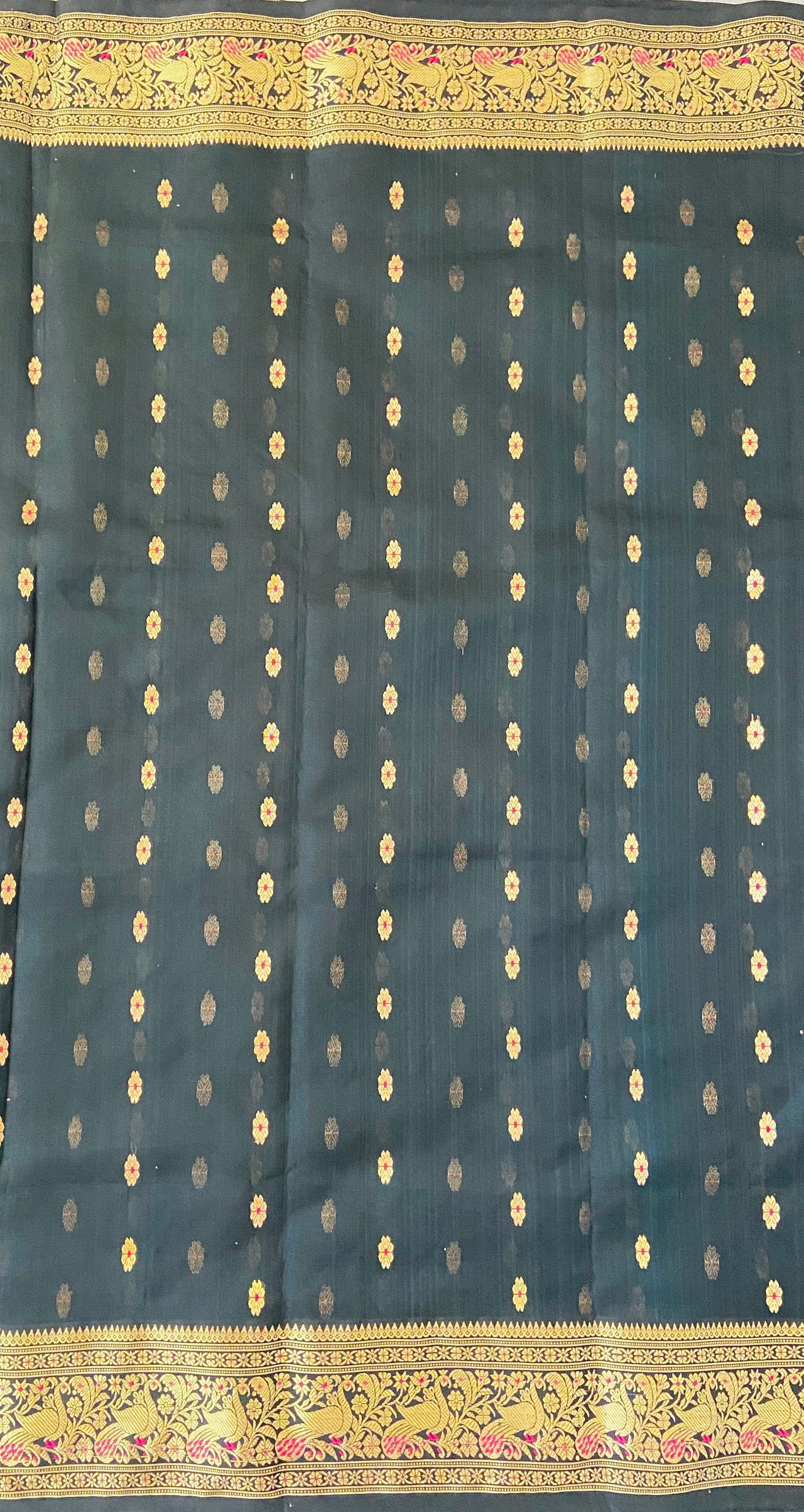 Chanderi Silk saree | Black | Handwoven | Silk Mark | Ships from California