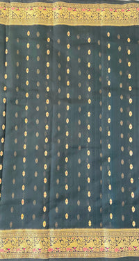 Thumbnail for Chanderi Silk saree | Black | Handwoven | Silk Mark | Ships from California