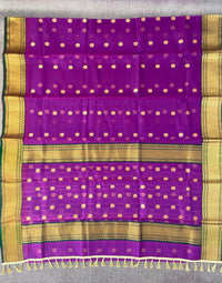 Thumbnail for Chanderi silk saree | Katan silk | Handwoven | Silk Mark | Purple | Ships from California