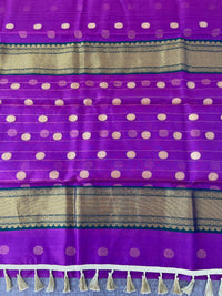 Thumbnail for Chanderi silk saree | Katan silk | Handwoven | Silk Mark | Purple | Ships from California