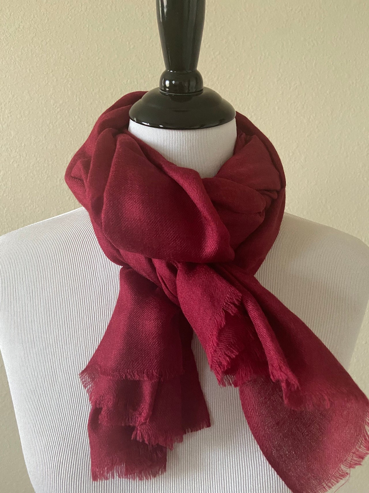 100% Cashmere Scarf/Shawl/Wrap | Handwoven | Maroon | Ships from California