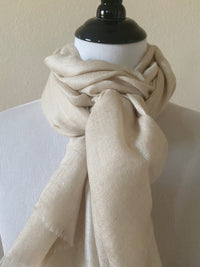 Thumbnail for 100% Cashmere Scarf/Shawl/Wrap | Handwoven | Off White | Ships from California