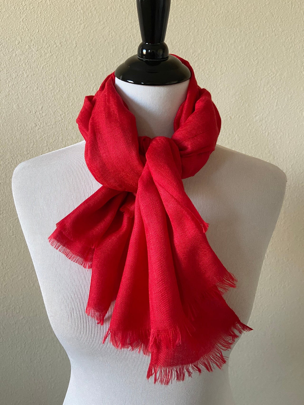100% Cashmere Scarf/Shawl/Wrap | Handwoven | Red | Ships from California