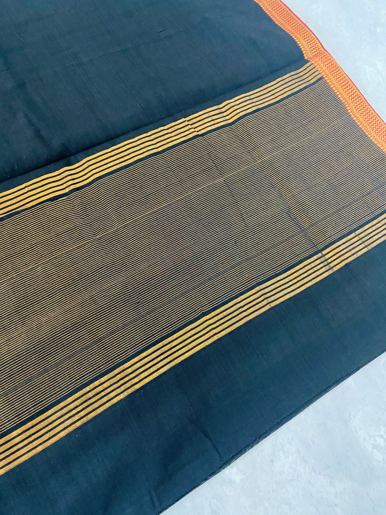 Mangalgiri Handwoven Cotton Saree | Black | Ships from California